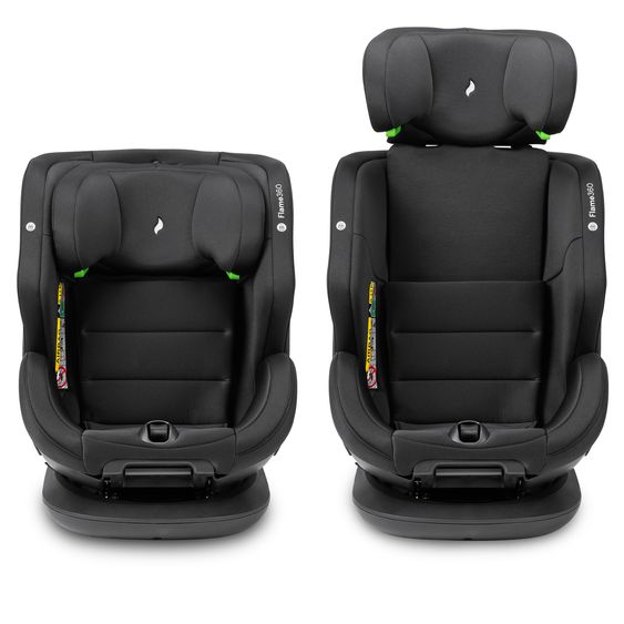 Osann Reboarder-Kindersitz Flame 360 i-Size drehbar ab Geburt - 12 Jahre (40 cm - 150 cm) inkl. Isofix-Basis - All Black