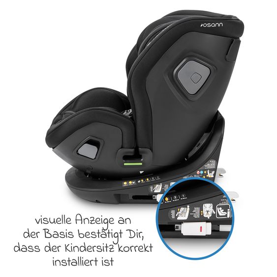 Osann Reboarder-Kindersitz Flame 360 i-Size drehbar ab Geburt - 12 Jahre (40 cm - 150 cm) inkl. Isofix-Basis - All Black