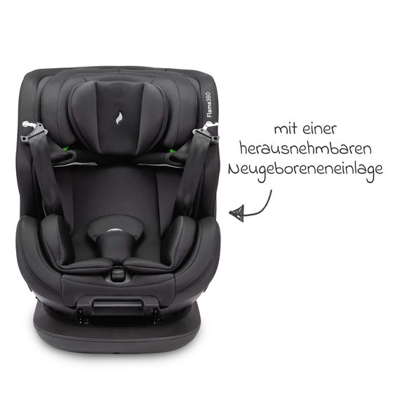 Osann Reboarder-Kindersitz Flame 360 i-Size drehbar ab Geburt - 12 Jahre (40 cm - 150 cm) inkl. Isofix-Basis - All Black