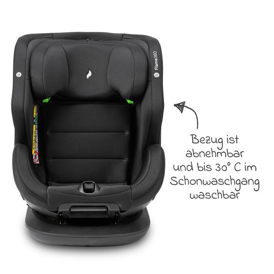 Osann Reboarder-Kindersitz Flame 360 i-Size drehbar ab Geburt - 12 Jahre (40 cm - 150 cm) inkl. Isofix-Basis - All Black