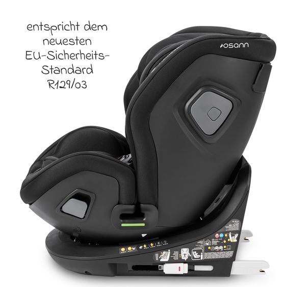 Osann Reboarder-Kindersitz Flame 360 i-Size drehbar ab Geburt - 12 Jahre (40 cm - 150 cm) inkl. Isofix-Basis - All Black