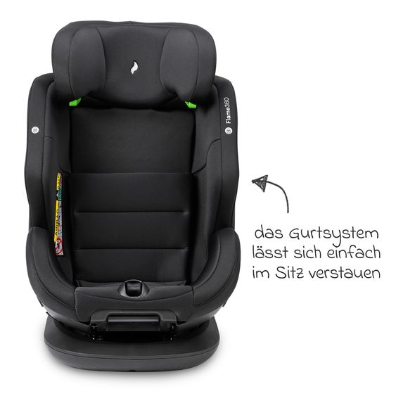Osann Reboarder-Kindersitz Flame 360 i-Size drehbar ab Geburt - 12 Jahre (40 cm - 150 cm) inkl. Isofix-Basis - All Black