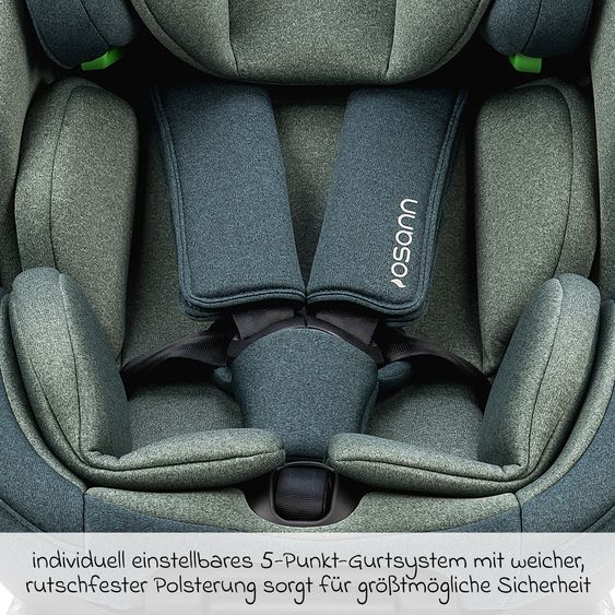 Osann Reboarder-Kindersitz Flame 360 i-Size drehbar ab Geburt - 12 Jahre (40 cm - 150 cm) inkl. Isofix-Basis - Universe Green