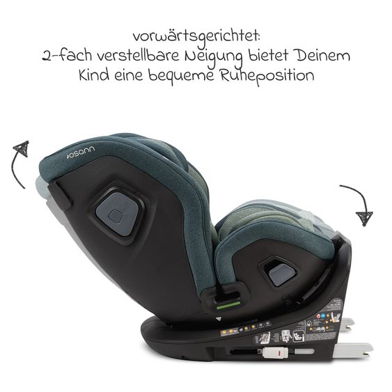 Osann Reboarder-Kindersitz Flame 360 i-Size drehbar ab Geburt - 12 Jahre (40 cm - 150 cm) inkl. Isofix-Basis - Universe Green
