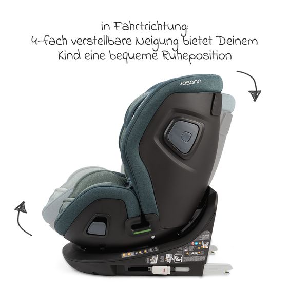Osann Reboarder-Kindersitz Flame 360 i-Size drehbar ab Geburt - 12 Jahre (40 cm - 150 cm) inkl. Isofix-Basis - Universe Green