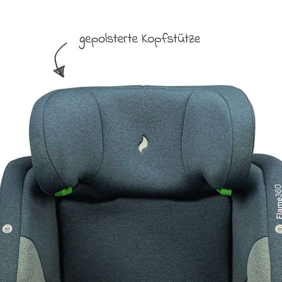 Osann Reboarder-Kindersitz Flame 360 i-Size drehbar ab Geburt - 12 Jahre (40 cm - 150 cm) inkl. Isofix-Basis - Universe Green