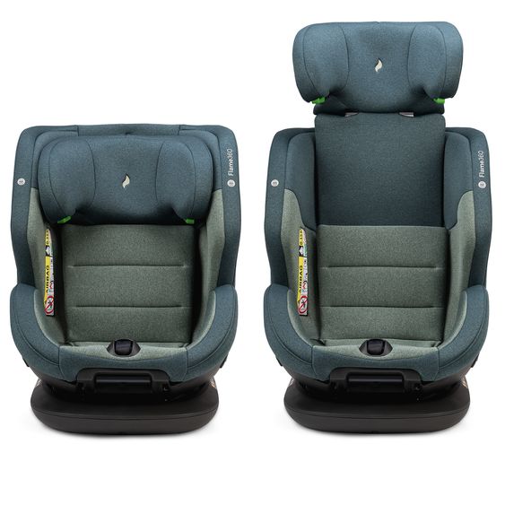 Osann Reboarder-Kindersitz Flame 360 i-Size drehbar ab Geburt - 12 Jahre (40 cm - 150 cm) inkl. Isofix-Basis - Universe Green