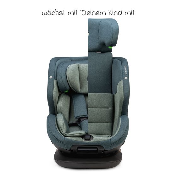 Osann Reboarder-Kindersitz Flame 360 i-Size drehbar ab Geburt - 12 Jahre (40 cm - 150 cm) inkl. Isofix-Basis - Universe Green