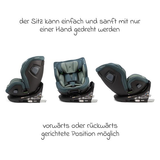 Osann Reboarder-Kindersitz Flame 360 i-Size drehbar ab Geburt - 12 Jahre (40 cm - 150 cm) inkl. Isofix-Basis - Universe Green