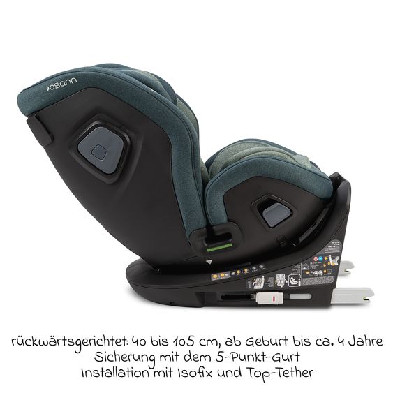 Osann Reboarder-Kindersitz Flame 360 i-Size drehbar ab Geburt - 12 Jahre (40 cm - 150 cm) inkl. Isofix-Basis - Universe Green