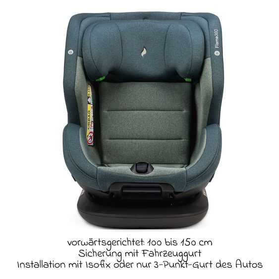 Osann Reboarder-Kindersitz Flame 360 i-Size drehbar ab Geburt - 12 Jahre (40 cm - 150 cm) inkl. Isofix-Basis - Universe Green