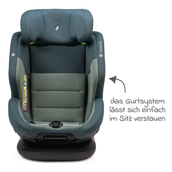 Osann Reboarder-Kindersitz Flame 360 i-Size drehbar ab Geburt - 12 Jahre (40 cm - 150 cm) inkl. Isofix-Basis - Universe Green
