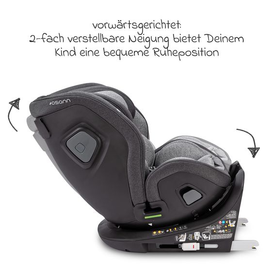 Osann Reboarder-Kindersitz Flame 360 i-Size drehbar ab Geburt - 12 Jahre (40 cm - 150 cm) inkl. Isofix-Basis - Universe Grey