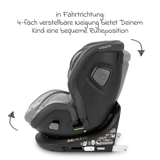 Osann Reboarder-Kindersitz Flame 360 i-Size drehbar ab Geburt - 12 Jahre (40 cm - 150 cm) inkl. Isofix-Basis - Universe Grey