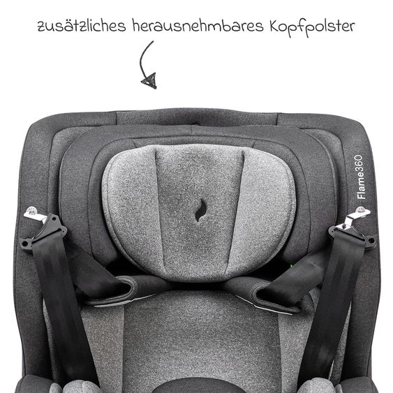 Osann Reboarder-Kindersitz Flame 360 i-Size drehbar ab Geburt - 12 Jahre (40 cm - 150 cm) inkl. Isofix-Basis - Universe Grey