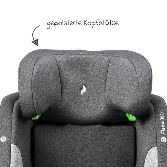 Osann Reboarder-Kindersitz Flame 360 i-Size drehbar ab Geburt - 12 Jahre (40 cm - 150 cm) inkl. Isofix-Basis - Universe Grey