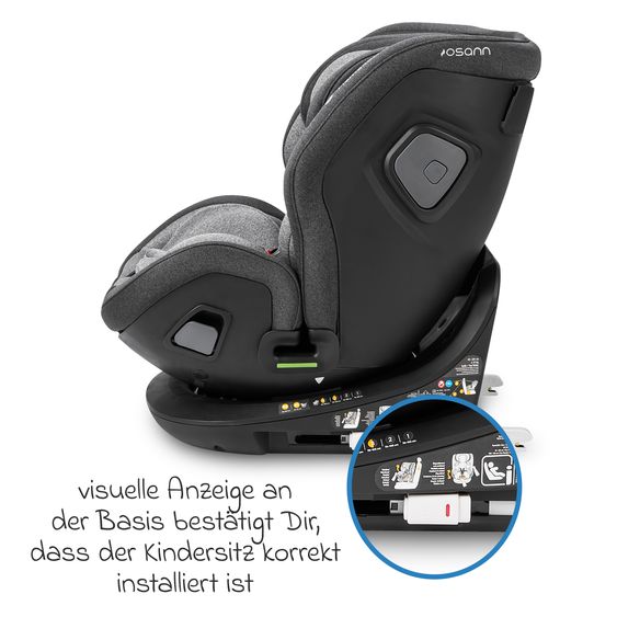 Osann Reboarder-Kindersitz Flame 360 i-Size drehbar ab Geburt - 12 Jahre (40 cm - 150 cm) inkl. Isofix-Basis - Universe Grey