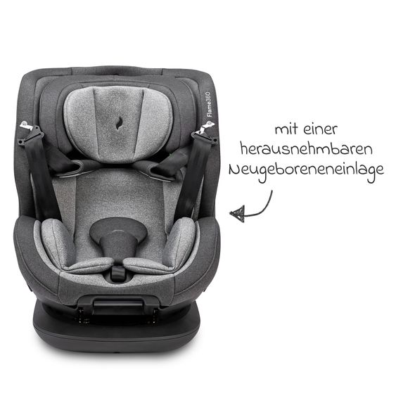Osann Reboarder-Kindersitz Flame 360 i-Size drehbar ab Geburt - 12 Jahre (40 cm - 150 cm) inkl. Isofix-Basis - Universe Grey