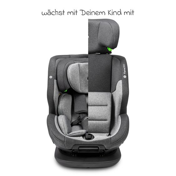 Osann Reboarder-Kindersitz Flame 360 i-Size drehbar ab Geburt - 12 Jahre (40 cm - 150 cm) inkl. Isofix-Basis - Universe Grey