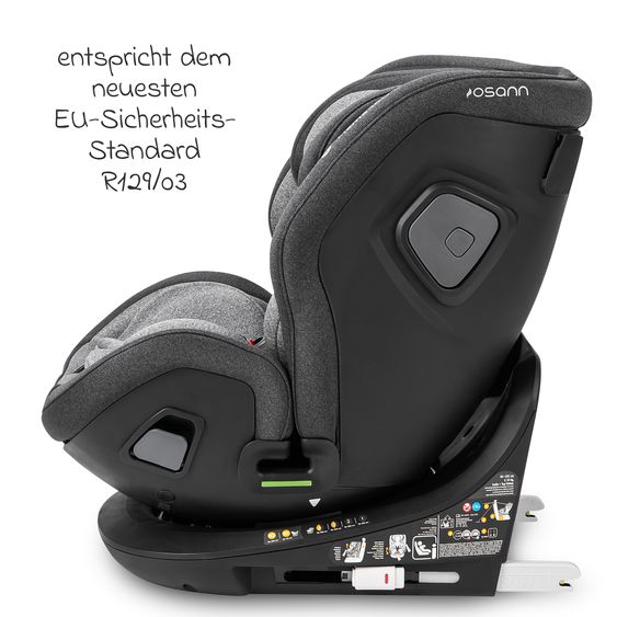 Osann Reboarder-Kindersitz Flame 360 i-Size drehbar ab Geburt - 12 Jahre (40 cm - 150 cm) inkl. Isofix-Basis - Universe Grey