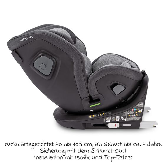 Osann Reboarder-Kindersitz Flame 360 i-Size drehbar ab Geburt - 12 Jahre (40 cm - 150 cm) inkl. Isofix-Basis - Universe Grey