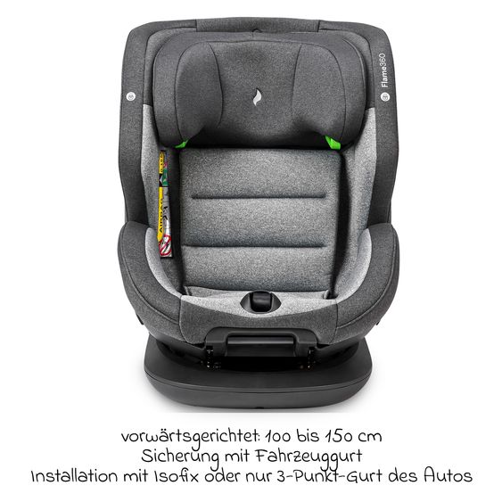 Osann Reboarder-Kindersitz Flame 360 i-Size drehbar ab Geburt - 12 Jahre (40 cm - 150 cm) inkl. Isofix-Basis - Universe Grey
