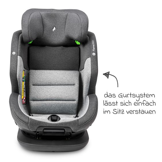 Osann Reboarder-Kindersitz Flame 360 i-Size drehbar ab Geburt - 12 Jahre (40 cm - 150 cm) inkl. Isofix-Basis - Universe Grey