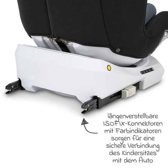 Osann Reboarder-Kindersitz Four360 S i-Size ab Geburt - 12 Jahre (40 cm - 150 cm) 360° drehbar mit Isofix-Basis & Top-Tether - Nero