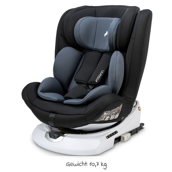 Osann Reboarder-Kindersitz Four360 S i-Size ab Geburt - 12 Jahre (40 cm - 150 cm) 360° drehbar mit Isofix-Basis & Top-Tether - Nero