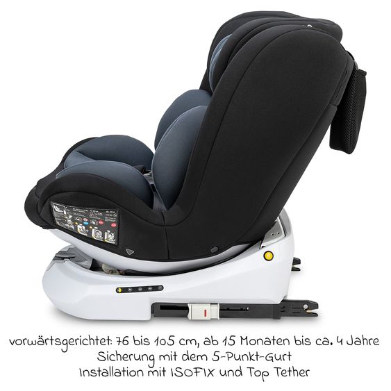 Osann Reboarder-Kindersitz Four360 S i-Size ab Geburt - 12 Jahre (40 cm - 150 cm) 360° drehbar mit Isofix-Basis & Top-Tether - Nero