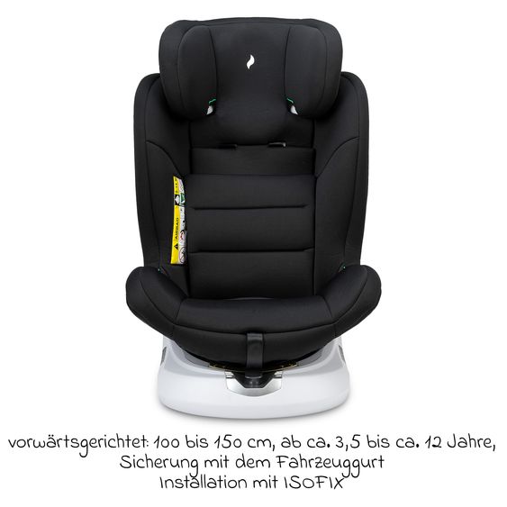 Osann Reboarder-Kindersitz Four360 S i-Size ab Geburt - 12 Jahre (40 cm - 150 cm) 360° drehbar mit Isofix-Basis & Top-Tether - Nero