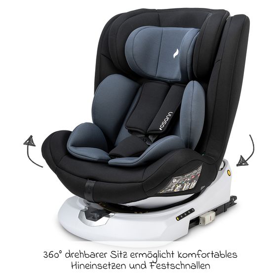 Osann Reboarder-Kindersitz Four360 S i-Size ab Geburt - 12 Jahre (40 cm - 150 cm) 360° drehbar mit Isofix-Basis & Top-Tether - Nero