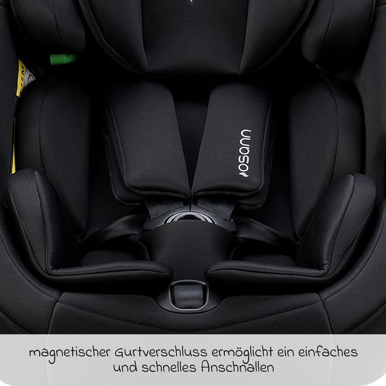 Osann Reboarder-Kindersitz One 360 SL i-Size drehbar ab Geburt - 12 Jahre (40 cm - 150 cm) inkl. Isofix-Basis mit Stützfuß - All Black