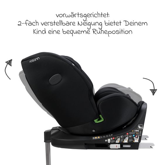 Osann Reboarder-Kindersitz One 360 SL i-Size drehbar ab Geburt - 12 Jahre (40 cm - 150 cm) inkl. Isofix-Basis mit Stützfuß - All Black