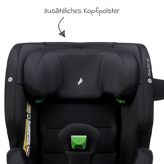 Osann Reboarder-Kindersitz One 360 SL i-Size drehbar ab Geburt - 12 Jahre (40 cm - 150 cm) inkl. Isofix-Basis mit Stützfuß - All Black