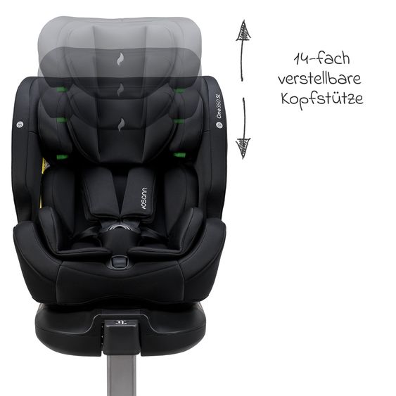 Osann Reboarder-Kindersitz One 360 SL i-Size drehbar ab Geburt - 12 Jahre (40 cm - 150 cm) inkl. Isofix-Basis mit Stützfuß - All Black