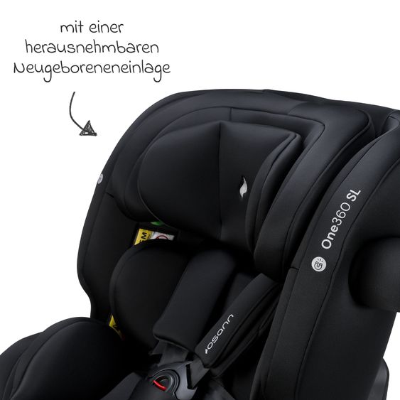 Osann Reboarder-Kindersitz One 360 SL i-Size drehbar ab Geburt - 12 Jahre (40 cm - 150 cm) inkl. Isofix-Basis mit Stützfuß - All Black