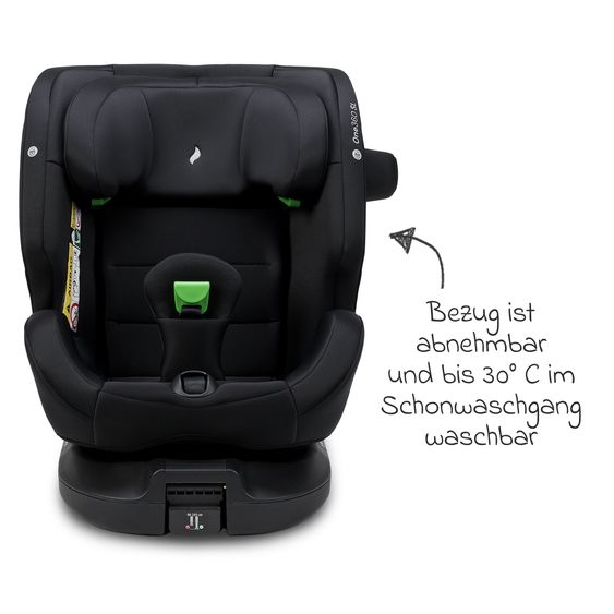 Osann Reboarder-Kindersitz One 360 SL i-Size drehbar ab Geburt - 12 Jahre (40 cm - 150 cm) inkl. Isofix-Basis mit Stützfuß - All Black