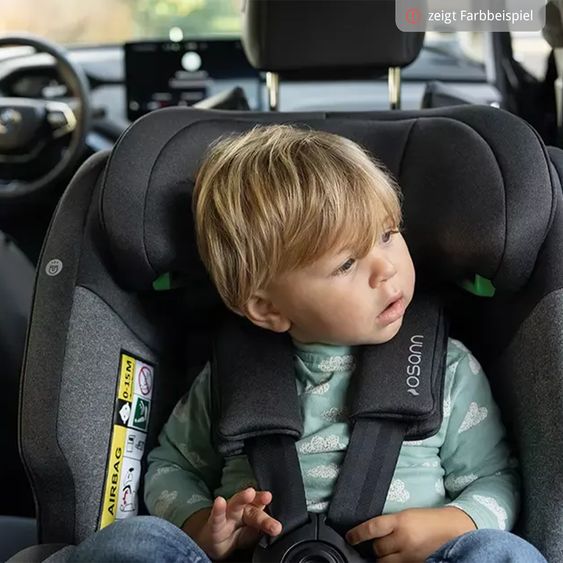 Osann Reboarder-Kindersitz One 360 SL i-Size drehbar ab Geburt - 12 Jahre (40 cm - 150 cm) inkl. Isofix-Basis mit Stützfuß - All Black