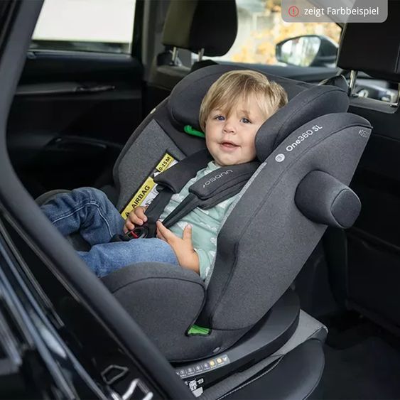 Osann Reboarder-Kindersitz One 360 SL i-Size drehbar ab Geburt - 12 Jahre (40 cm - 150 cm) inkl. Isofix-Basis mit Stützfuß - All Black