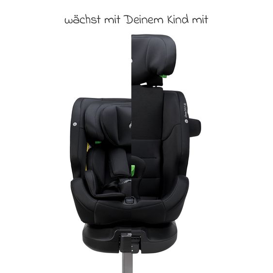 Osann Reboarder-Kindersitz One 360 SL i-Size drehbar ab Geburt - 12 Jahre (40 cm - 150 cm) inkl. Isofix-Basis mit Stützfuß - All Black