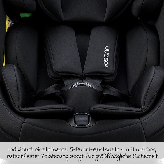 Osann Reboarder-Kindersitz One 360 SL i-Size drehbar ab Geburt - 12 Jahre (40 cm - 150 cm) inkl. Isofix-Basis mit Stützfuß - All Black