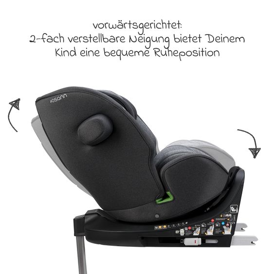 Osann Reboarder-Kindersitz One 360 SL i-Size drehbar ab Geburt - 12 Jahre (40 cm - 150 cm) inkl. Isofix-Basis mit Stützfuß - Universe Grey