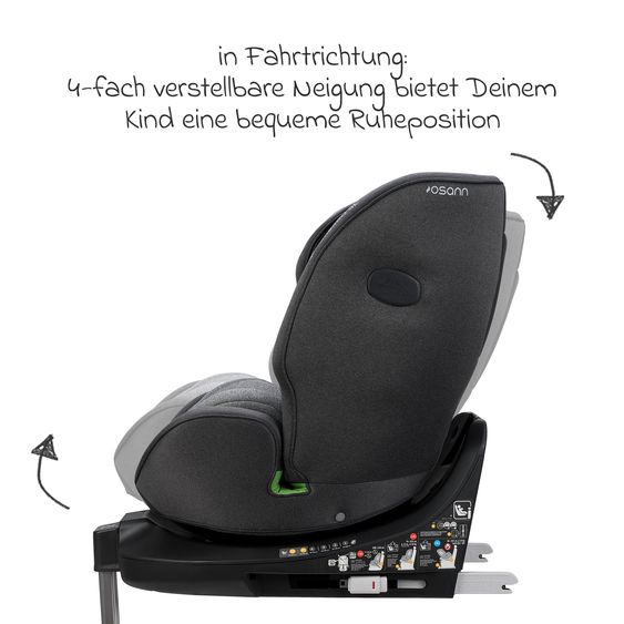 Osann Reboarder-Kindersitz One 360 SL i-Size drehbar ab Geburt - 12 Jahre (40 cm - 150 cm) inkl. Isofix-Basis mit Stützfuß - Universe Grey