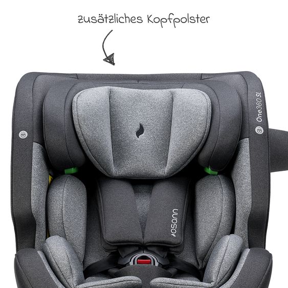 Osann Reboarder-Kindersitz One 360 SL i-Size drehbar ab Geburt - 12 Jahre (40 cm - 150 cm) inkl. Isofix-Basis mit Stützfuß - Universe Grey