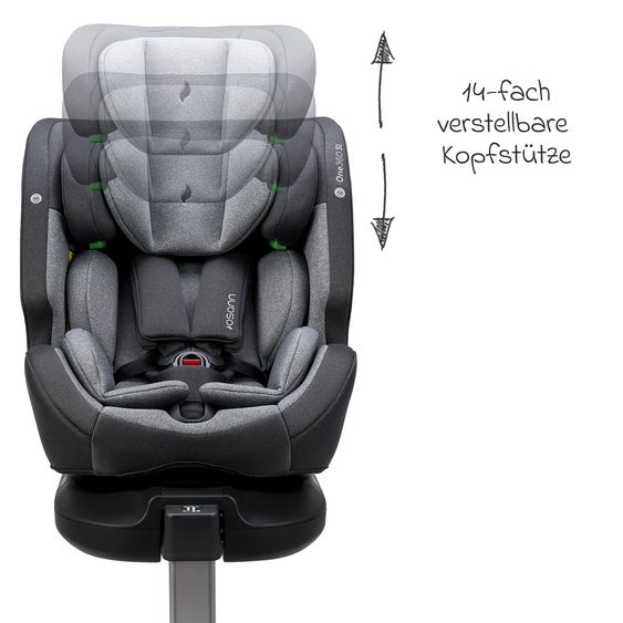 Osann Reboarder-Kindersitz One 360 SL i-Size drehbar ab Geburt - 12 Jahre (40 cm - 150 cm) inkl. Isofix-Basis mit Stützfuß - Universe Grey
