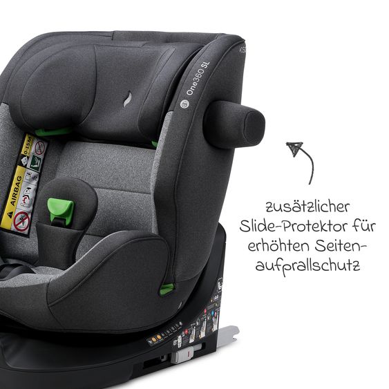 Osann Reboarder-Kindersitz One 360 SL i-Size drehbar ab Geburt - 12 Jahre (40 cm - 150 cm) inkl. Isofix-Basis mit Stützfuß - Universe Grey