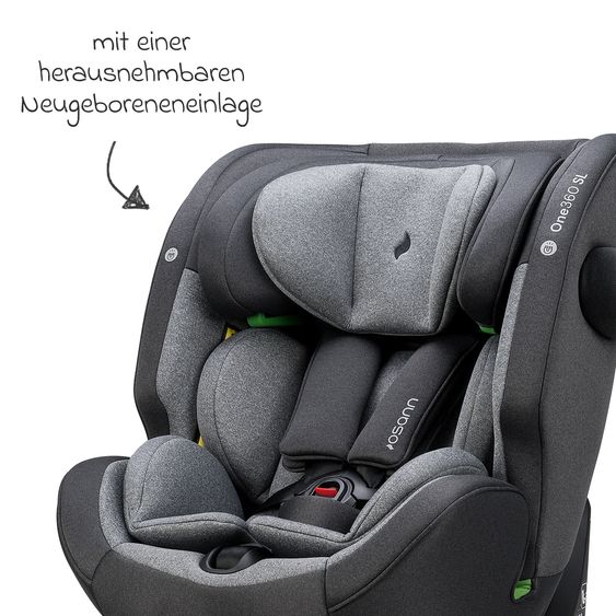 Osann Reboarder-Kindersitz One 360 SL i-Size drehbar ab Geburt - 12 Jahre (40 cm - 150 cm) inkl. Isofix-Basis mit Stützfuß - Universe Grey