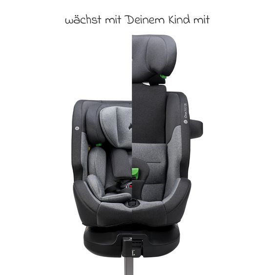 Osann Reboarder-Kindersitz One 360 SL i-Size drehbar ab Geburt - 12 Jahre (40 cm - 150 cm) inkl. Isofix-Basis mit Stützfuß - Universe Grey