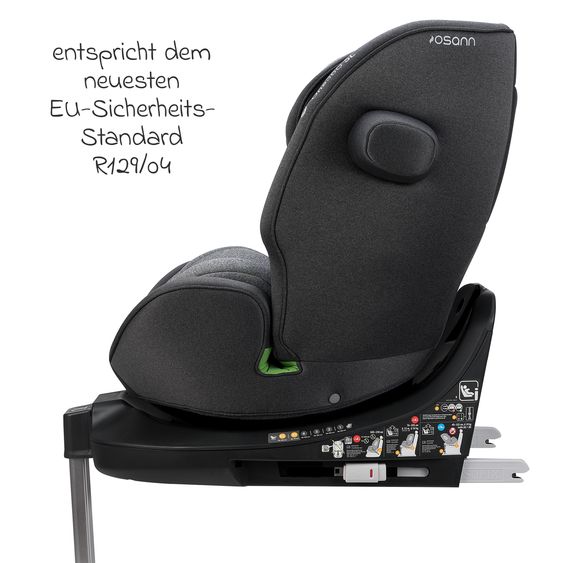 Osann Reboarder-Kindersitz One 360 SL i-Size drehbar ab Geburt - 12 Jahre (40 cm - 150 cm) inkl. Isofix-Basis mit Stützfuß - Universe Grey